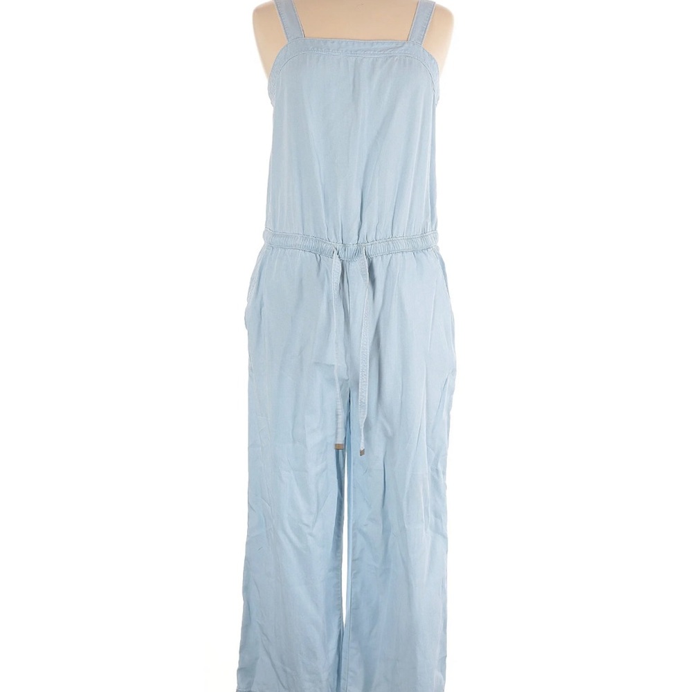 LOFT Blue Jumpsuit with Polka Dots and Wide Legs
